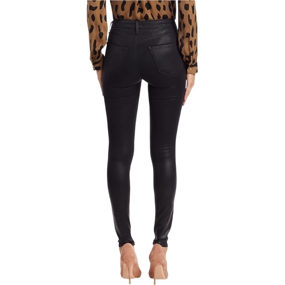 L'AGENCE Margot High-Rise Skinny Black Noir Coated Jeans - Picture 7 of 7